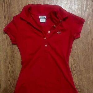 Lacoste Women's Red Button Down Shirt